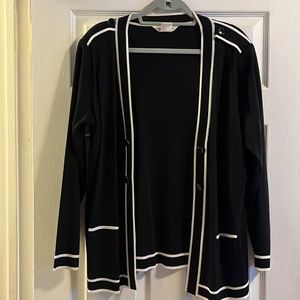 Black jacket with white trim